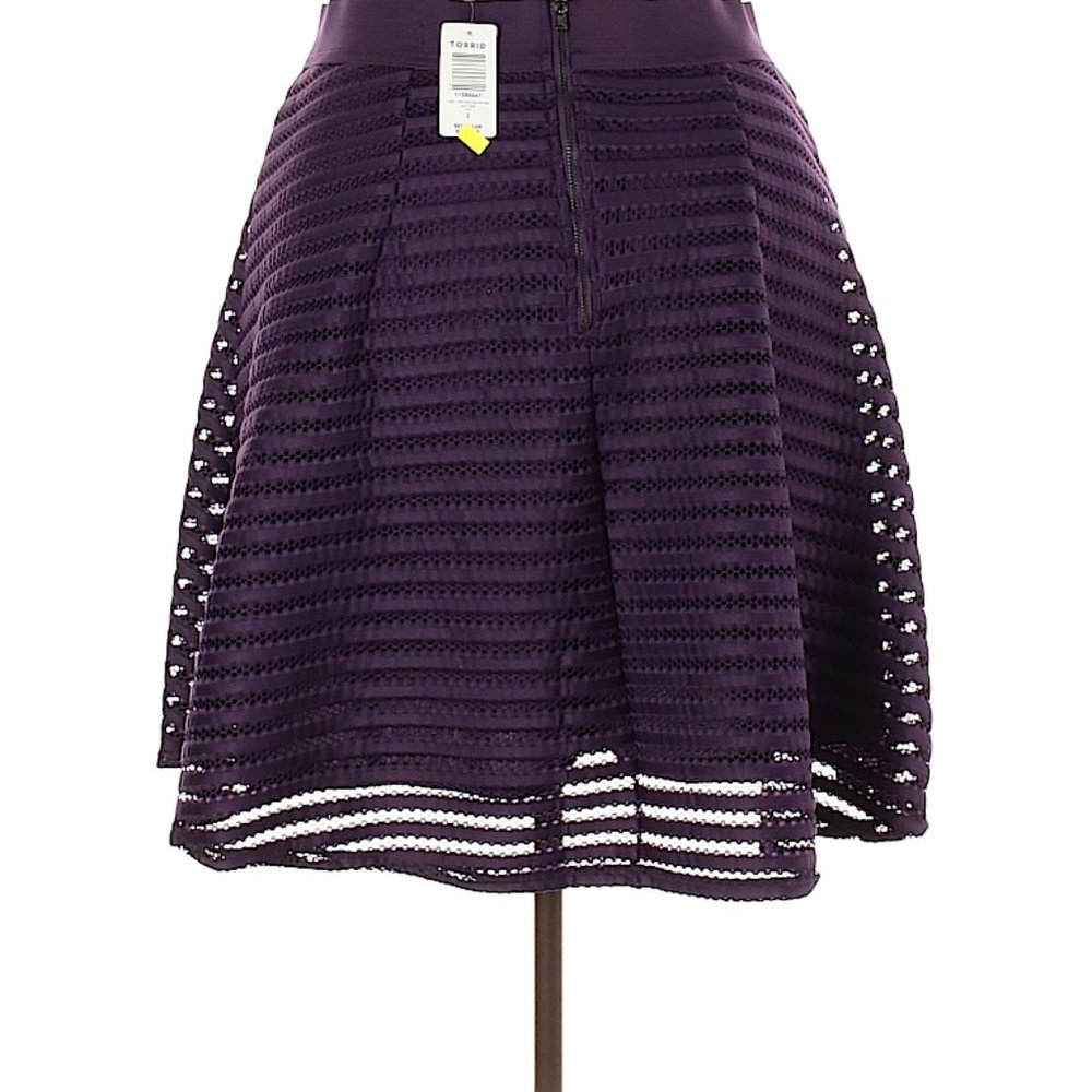 TORRID Purple Striped Mesh Mini Skirt NWT sz 2 - Picture 4 of 9